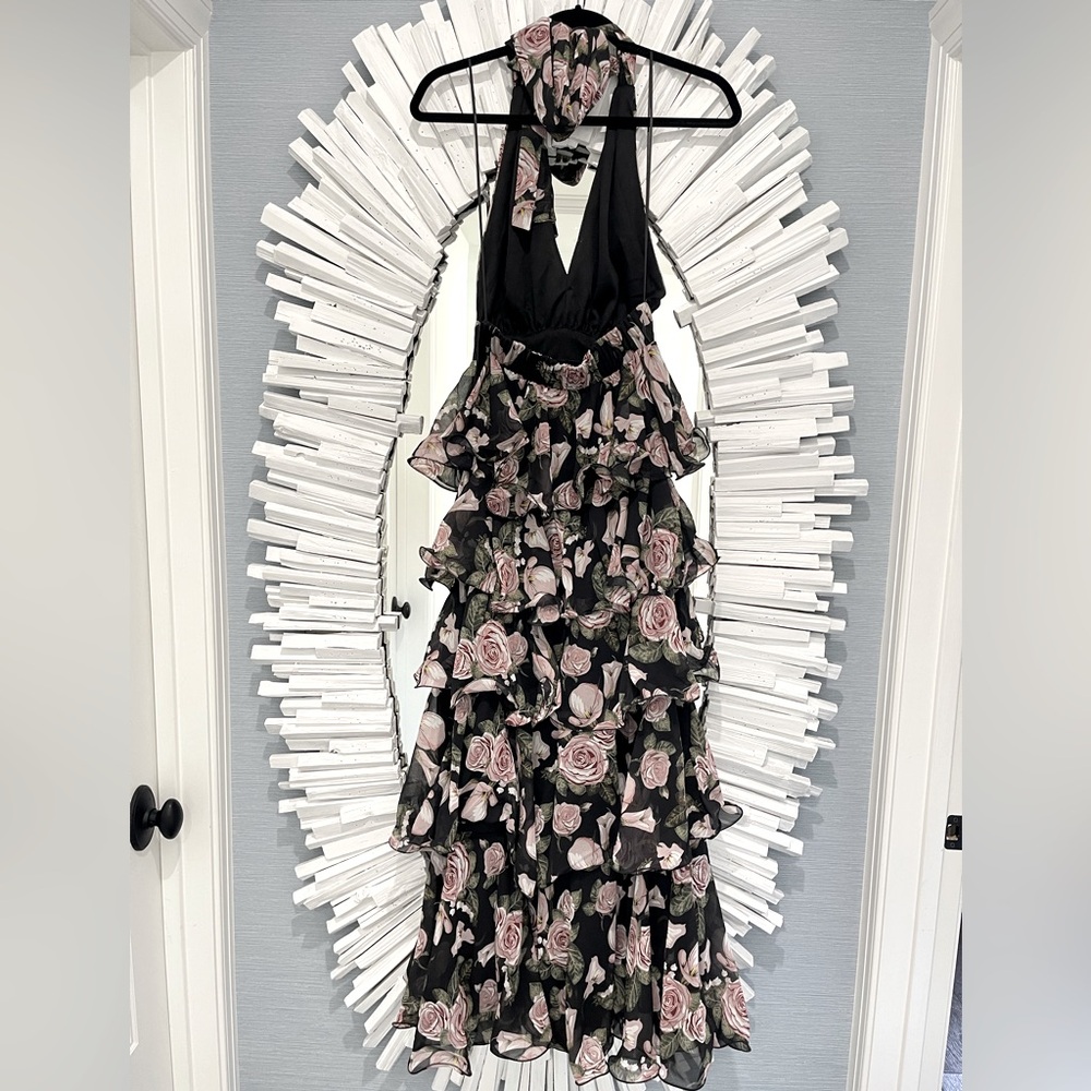 Floral Halter Ruffle Maxi Dress - Picture 4 of 5